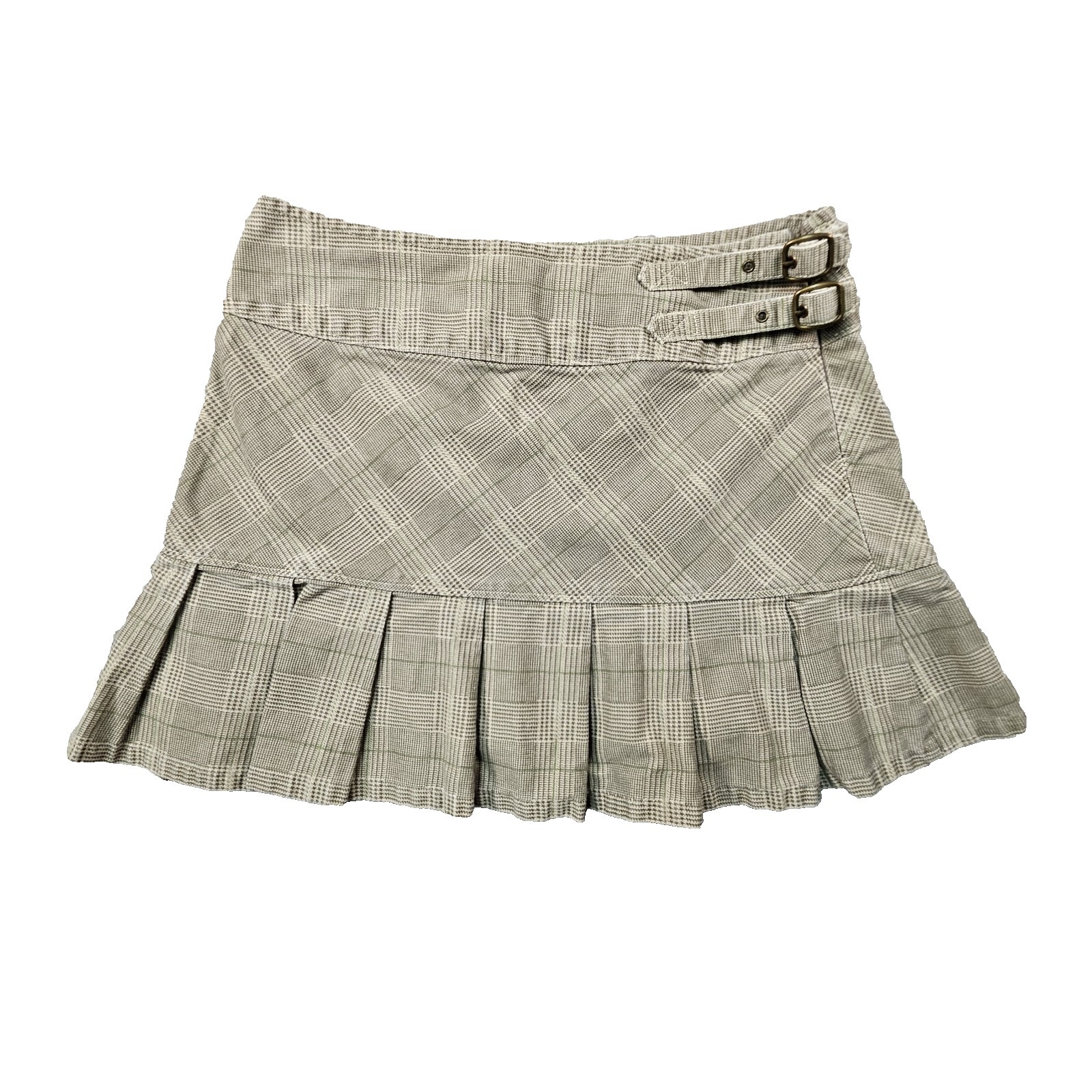 Vtg Micro Mini Plaid Skirt Sz 5 Pleated Y2k Buckle Schoolgirl Clueless Mall Goth